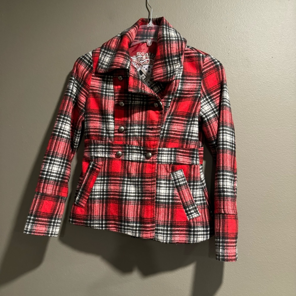 Joujou Wool Blend Plaid Coat Size Small